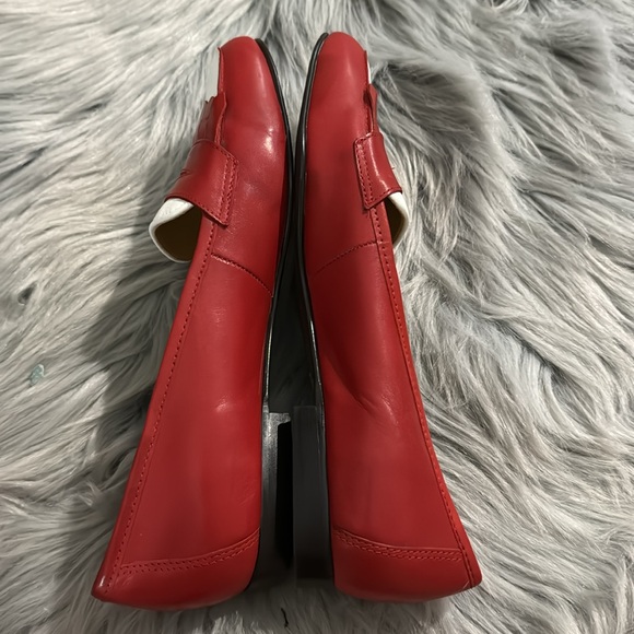 Vintage Etienne Aigner Leather Penny Loafers 7.5 Red White Carmina Bass Oxford - Picture 6 of 15